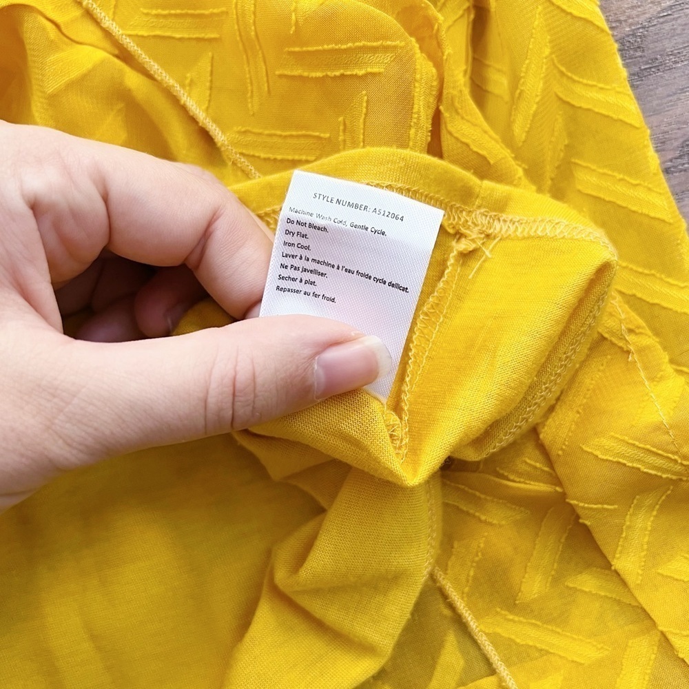 One September • Anthropologie Anwen Peasant Dress mini swing Maize gold yellow - Picture 9 of 12